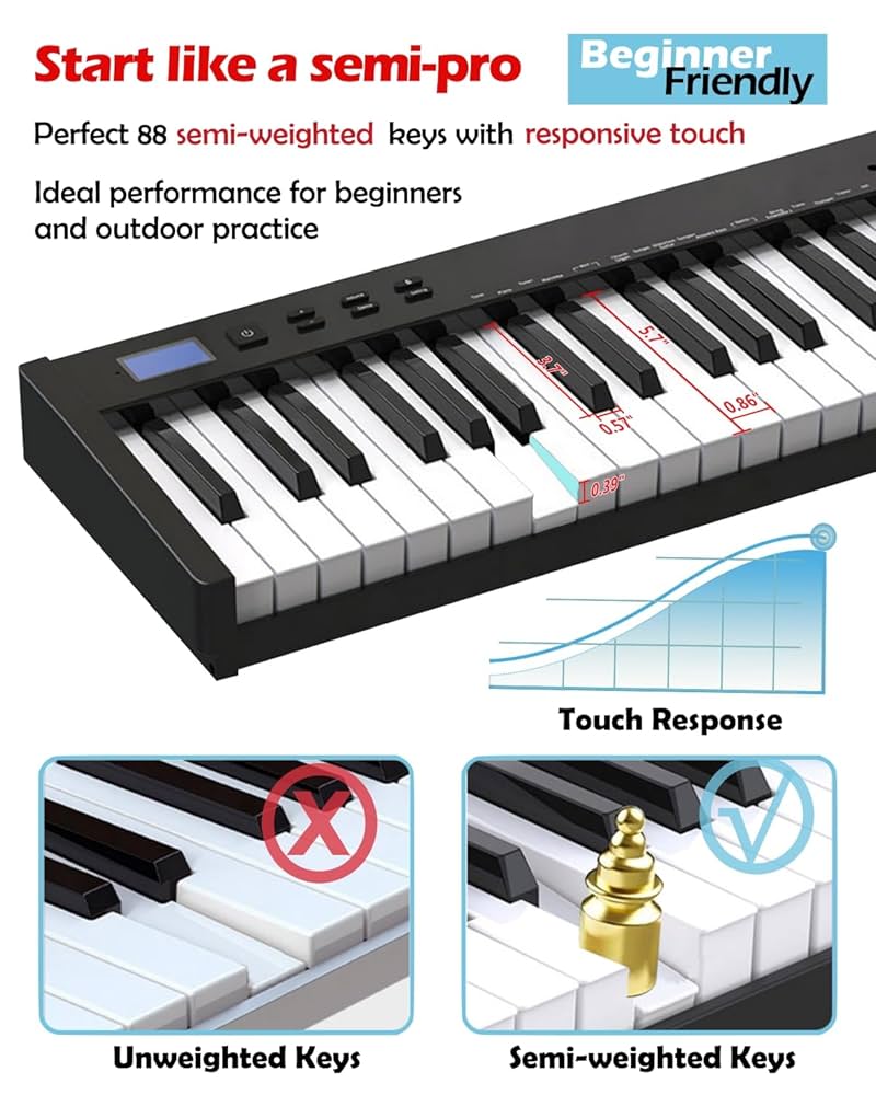 Amazon.com: NikoMaku Semi-weighted 88 Keys Piano Keyboard